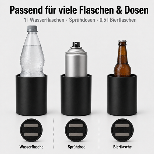 Magnetischer Flaschenhalter XL – für 1 l Wasserflaschen, Sprühdosen & 0,5 l Bierflaschen