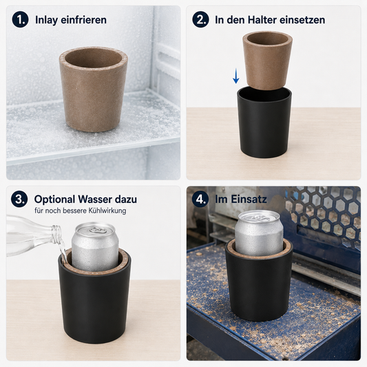Getränkehalter mit Kühl-Inlay – für 0,5-l-Dosen & 0,33-l-Bierflaschen
