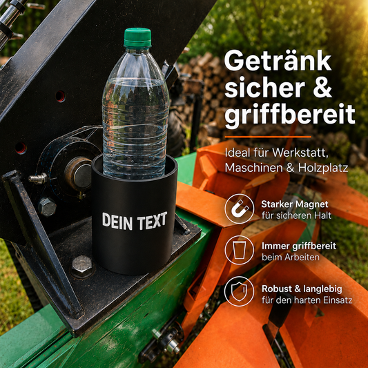 Magnetischer Flaschenhalter XL mit Wunschtext – für 1 l Flaschen, Sprühdosen & 0,5 l Bierflaschen