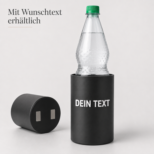 Magnetischer Flaschenhalter XL mit Wunschtext – für 1 l Flaschen, Sprühdosen & 0,5 l Bierflaschen