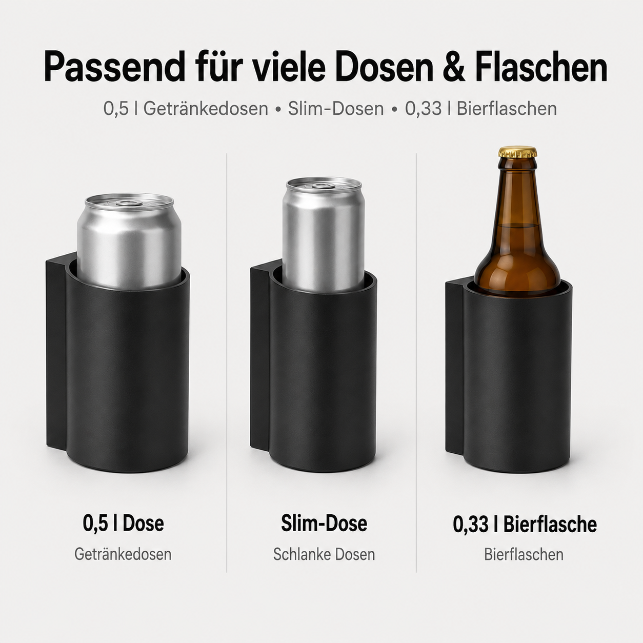 Magnetischer Wand-Dosenhalter – für 0,5 l Dosen, Slim-Dosen & 0,33 l Bierflaschen