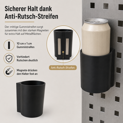 Magnetischer Wand-Dosenhalter – für 0,5 l Dosen, Slim-Dosen & 0,33 l Bierflaschen