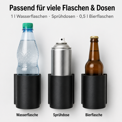 Magnetischer Wand-Flaschenhalter XL – für 1 l Wasserflaschen, Sprühdosen & 0,5 l Bierflaschen