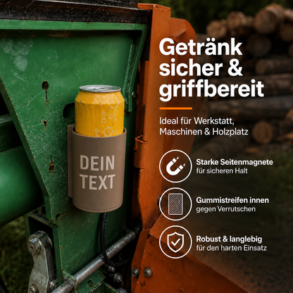 Magnetischer Wand-Dosenhalter mit Wunschtext – für 0,5 l Dosen, Slim-Dosen & 0,33 l Bierflaschen