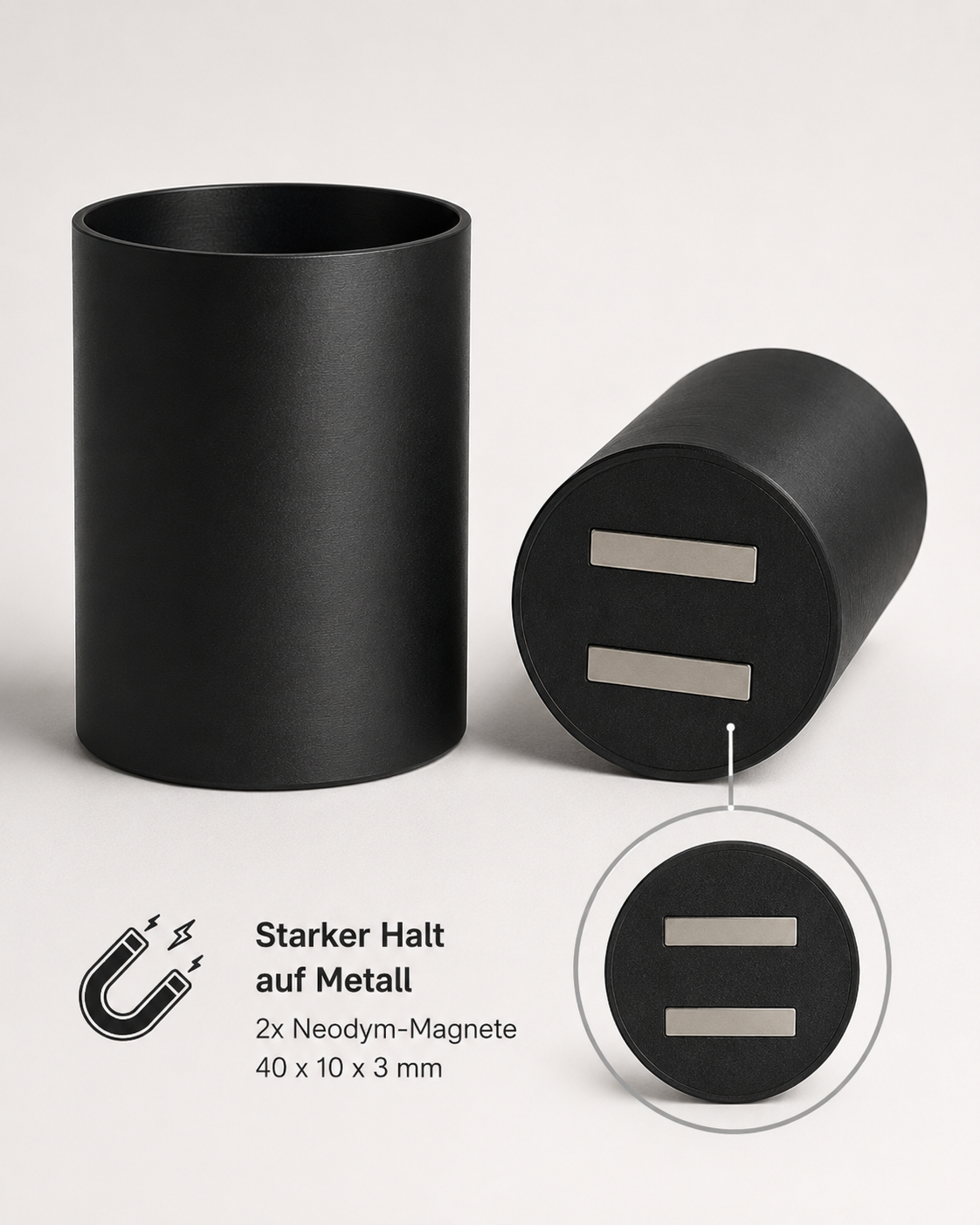 Magnetischer Flaschenhalter XL mit Wunschtext – für 1 l Flaschen, Sprühdosen & 0,5 l Bierflaschen
