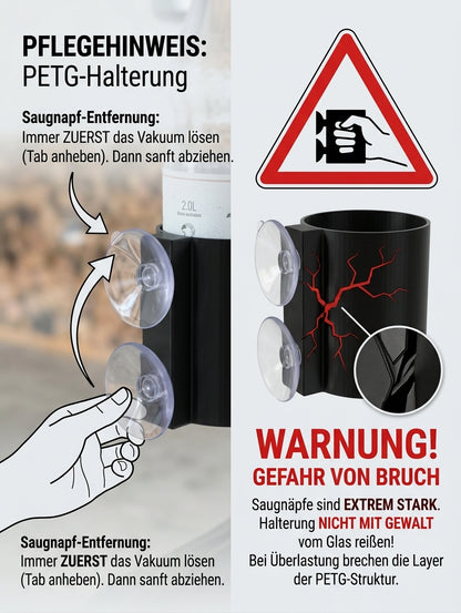 Flaschenhalter 1L – PETG Saugnapf-Edition