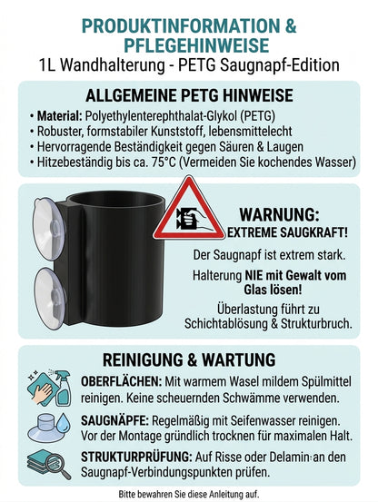 Flaschenhalter 1L – PETG Saugnapf-Edition